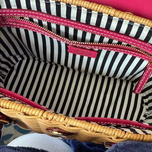 Frances Valentine Wicker Bag with Pink Accents - Picture 5 of 9